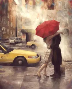 پوستر دیواری سه بعدی چتر عاشقان کد RT-090 - رونیا