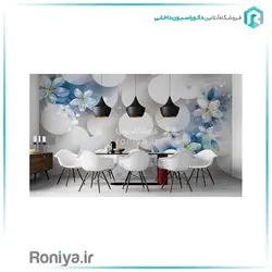 پوستر دیواری سه بعدی سفید آبیCode-3DF-615 - رونیا