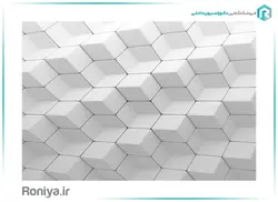 پوستر دیواری سه بعدی مربع های برجسته سفید کد 3D-023 - رونیا