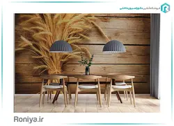 پوستر دیواری طرح چوب و خوشه گندم 3DF-337 - رونیا