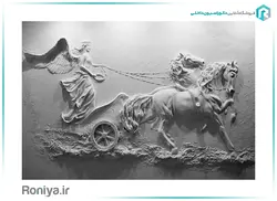 پوستر دیواری طرح گچبری اسب و کالسکه کد LX-69 - رونیا