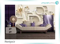 پوستر دیواری گل های طلایی لوکس کد Z275 - رونیا