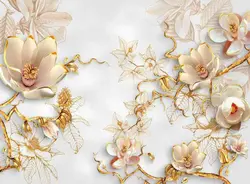 پوستر دیواری گل هلندی سه بعدی طلایی کد FS-051 - رونیا