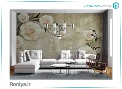 پوستر گل با زمینه پتینه کرم 3DF-419 - رونیا