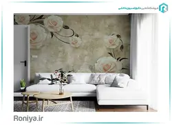 پوستر گل با زمینه پتینه کرم 3DF-419 - رونیا