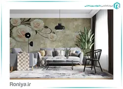 پوستر گل با زمینه پتینه کرم 3DF-419 - رونیا