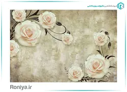پوستر گل با زمینه پتینه کرم 3DF-419 - رونیا