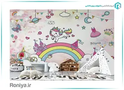 طرح یونی کورن برای کاغذ دیواری اتاق کودک CN-0166 - رونیا