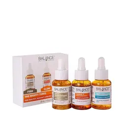 پک سه عددی سرم پوستی طلا و کلاژن، ویتامین سی و هیالورونیک اسید بالانس (اصل)The mighty three Balance active formula the mighty 3 serum set