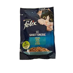 پوچ گربه فلیکس ژلی با طعم ماهی تن Felix tonno وزن 85 گرم le ghiottonerie تاریخ انقضا ۲۰۲۴