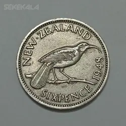 سکه کلکسیونی ۶ پنس بسیار کمیاب نیوزلند ۱۹۴۸ (جرج ششم) %