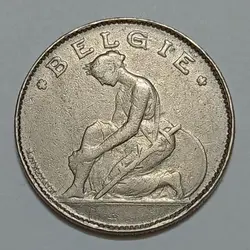 سکه خارجی ۱ فرانک قدیمی بلژیک ۱۹۲۲ %