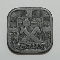 سکه خارجی ۵ سنت قدیمی بسیار کمیاب هلند ۱۹۴۱ %