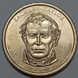سکه کلکسیونی ۱ دلار ریاست جمهوری آمریکا ۲۰۰۹ (زاخاری تیلور) %