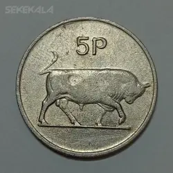 سکه خارجی ۵ پنس کمیاب ایرلند ۱۹۷۶ %