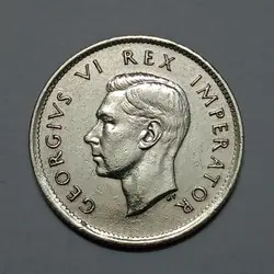 سکه نقره کلکسیونی ۶ پنس کمیاب آفریقای جنوبی مستعمره انگلیس ۱۹۴۱ جرج ششم %