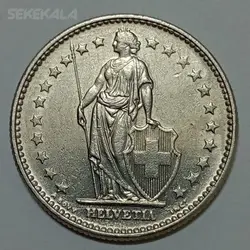 سکه خارجی ۲ فرانک سوئیس ۱۹۶۸ %