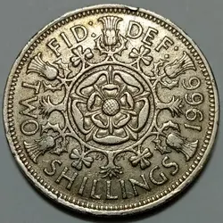 سکه کلکسیونی ۲ شیلینگ انگلیس ۱۹۶۶ ملکه الیزابت %