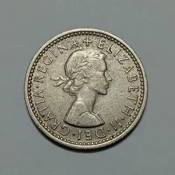 سکه کلکسیونی ۶ پنس انگلیس ۱۹۵۴ ملکه الیزابت %