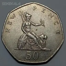 سکه کلکسیونی ۵۰ پنس انگلیس ۱۹۶۹ (تاج اول) %