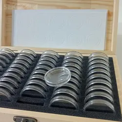 جعبه مخصوص کلکسیون سکه با ۵۰ عدد کپسول فوم دار %