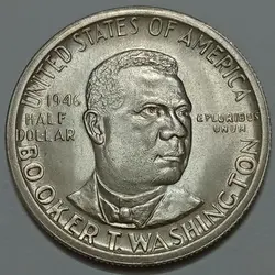 سکه نقره کلکسیونی نیم دلار نایاب آمریکا ۱۹۴۶ (کیفیت بانکی) بوکر تی واشینگتن %