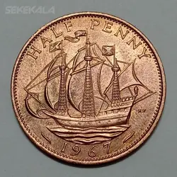 سکه کلکسیونی نیم پنی انگلیس ۱۹۵۸ ملکه الیزابت %