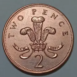 سکه کلکسیونی ۲ پنس انگلیس ۱۹۹۸ تاج سوم %