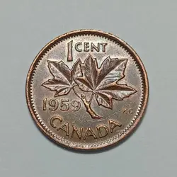 سکه خارجی ۱ سنت کانادا ۱۹۵۹ ملکه الیزابت %