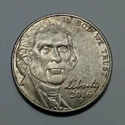 سکه خارجی ۵ سنت جفرسون آمریکا ۲۰۱۶ %