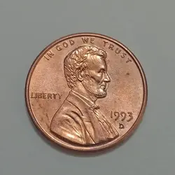 سکه خارجی ۱ سنت لینکلن آمریکا ۱۹۹۳ %