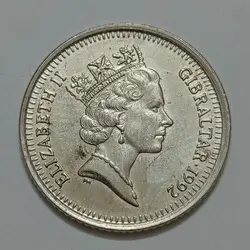 سکه کلکسیونی ۱۰ پنس کمیاب جبل الطارق ۱۹۹۲ %