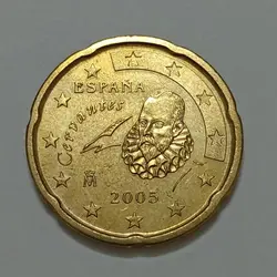 سکه کلکسیونی ۲۰ سنت یورو اسپانیا ۲۰۰۵ (کیفیت بانکی) %
