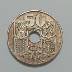 سکه کلکسیونی ۵۰ سنتسیمو قدیمی اسپانیا ۱۹۴۹ %