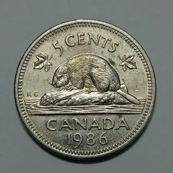 سکه خارجی ۵ سنت کانادا ۱۹۸۶ ملکه الیزابت %