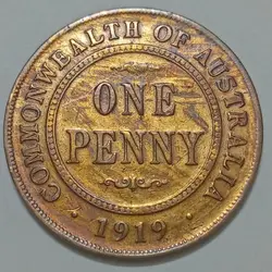 سکه خارجی ۱ پنی بسیار کمیاب استرالیا ۱۹۱۹ جرج پنجم %