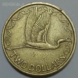سکه خارجی ۲ دلار کمیاب نیوزلند ۱۹۹۰ %