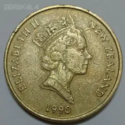 سکه خارجی ۲ دلار کمیاب نیوزلند ۱۹۹۰ %