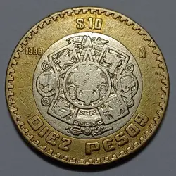 سکه خارجی ۱۰ پزو دوفلزی مکزیک ۱۹۹۸ %