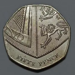 سکه کلکسیونی نیم پوند (۵۰ پنس) سپر سلطنتی انگلیس ۲۰۱۹ %