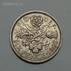 سکه کلکسیونی ۶ پنس انگلیس - ملکه الیزابت ۱۹۶۷ %