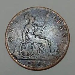 سکه خارجی ۱ پنی کمیاب انگلیس ۱۸۸۴ ملکه ویکتوریا %