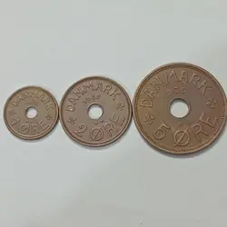 ست 3 عددی سکه های قدیمی بسیار کمیاب دانمارک %