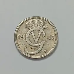 سکه خارجی ۱۰ اوره کمیاب سوئد ۱۹۴۷ %