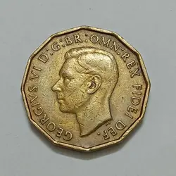 سکه کلکسیونی ۳ پنس کمیاب انگلیس ۱۹۵۲ جرج ششم %