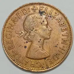 سکه خارجی ۱ پنی انگلیس ۱۹۶۱ ملکه الیزابت %