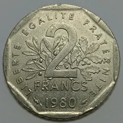 سکه کلکسیونی ۲ فرانک فرانسه ۱۹۸۰ %