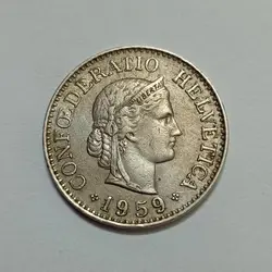 سکه خارجی 10 راپن سوئیس 1959 %