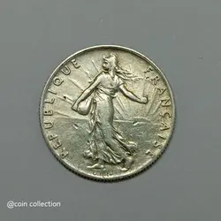 سکه خارجی 50 سنتیم قدیمی نقره فرانسه 1918 %