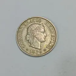 سکه خارجی 5 راپن قدیمی سوئیس 1930 %